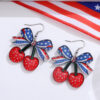 oly-c64bf15e796bb89f8ba1799ec5762ba6 Wholesale Cross-border New Independence Day Red White Blue Bow Cherry American Flag Pendant Earrings Acrylic Earrings