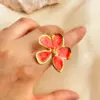 PVD Coated Real Gold Plated 18K Gold Flower 304 Stainless Steel Casual Retro Simple Style Waterproof Non Tarnish Open Rings