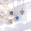 Wholesale Stainless Steel Romantic Plating Inlay Heart Shape Artificial Crystal Pendant Necklace