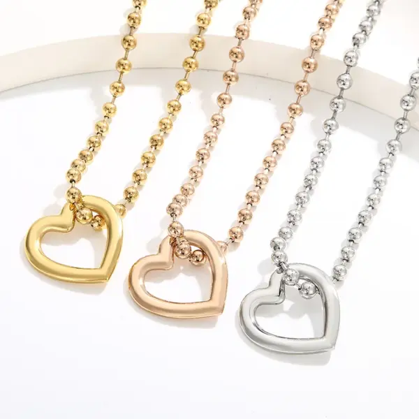 Wholesale PVD Coated 18K Gold Plated Heart Shape Stainless Steel Streetwear Waterproof Non Tarnish Bracelets Necklace