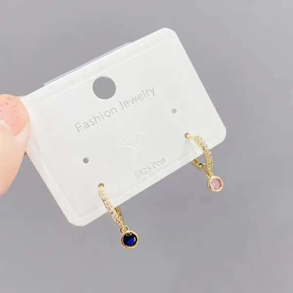Wholesale Fashion Round Copper Drop Earrings Plating Inlay Zircon Copper Earrings 3 Pairs