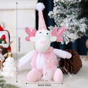 Pink and white spherical elk plush toy