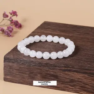 Natural Han White Jade Bracelet / Diameter 8.1-8.8mm (about 21-23 Pieces)
