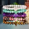 Wholesale Casual Heart Shape Natural Stone Beaded Chain Bracelets In Bulk