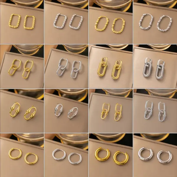 PVD Coated Real Gold Plated Geometric Round Solid Color Titanium Steel Simple Style Waterproof Non Tarnish Earrings Ear Studs