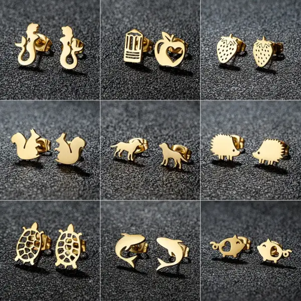 PVD Coated 18K Gold Real Gold Plated Mermaid Apple Strawberry 304 Stainless Steel IG Style Modern Style Sweet Waterproof Non Tarnish Ear Studs