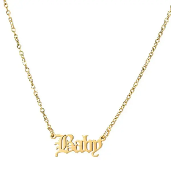 Wholesale 201 Stainless Steel 18K Gold Plated Fashion Korean Style Plating Letter Pendant Necklace