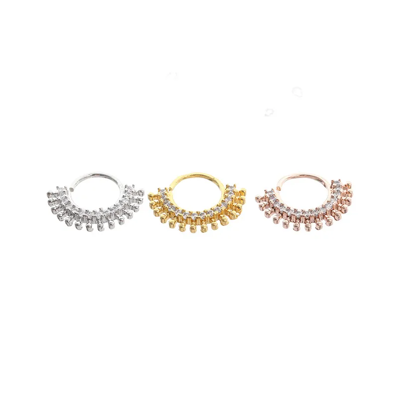 Wholesale 1 Piece Nose Rings & Studs Fashion Round Brass Inlay Zircon