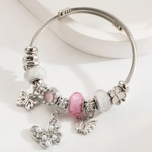 Wholesale Casual Elegant Classic Style Bear Butterfly 304 Stainless Steel Bangle In Bulk