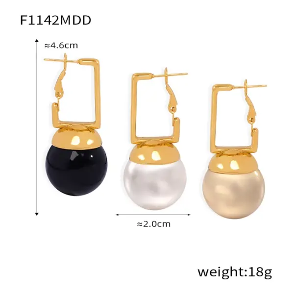 Wholesale 304 Stainless Steel Round PVD Coated Glass Bead Real Gold Plated 18K Gold Simple Style Waterproof Non Tarnish Plating Inlay Drop Earrings