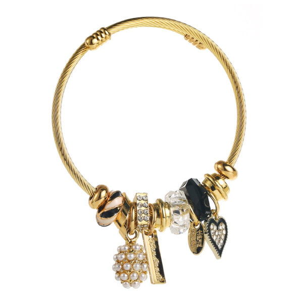 oly-c66ca93fd6f7d7044665f49dedbb8070 Wholesale Stainless steel bracelet for women, fashionable and versatile, heart-shaped pendant, adjustable and colorfast.