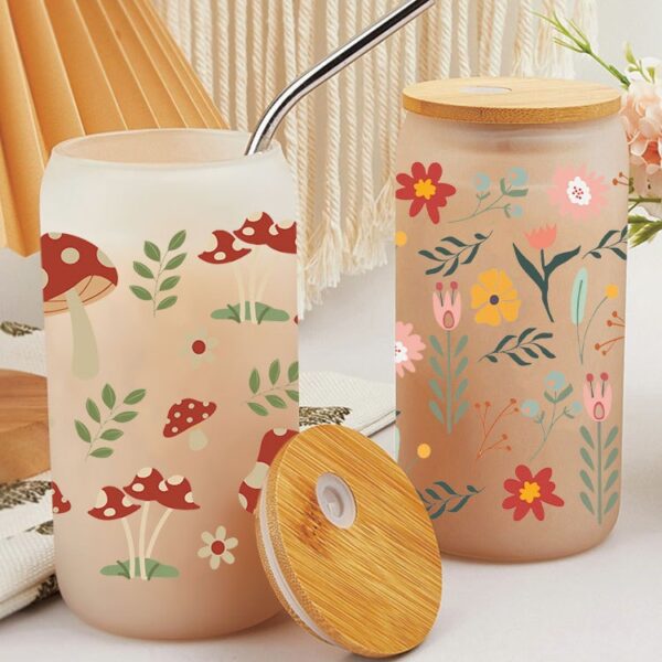 Wholesale Colorful beautiful flowers 16oz Cup UV DTF Wrap