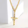 Wholesale Minimalist Elegant Necklace For Women, 18K Gold Plated Hammered Cross Pendant Necklace