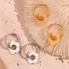 304 Stainless Steel Flower PVD Coated Stone-Free 18K Gold Plated Real Gold Plated 18K Gold Sweet Simple Style Classic Style Waterproof Non Tarnish Plating Drop Earrings