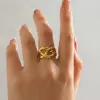 Wholesale Ion Plating (IP) 18K Gold Plated Lines 304 Stainless Steel Simple Style IG Style Waterproof Non Tarnish Open Rings
