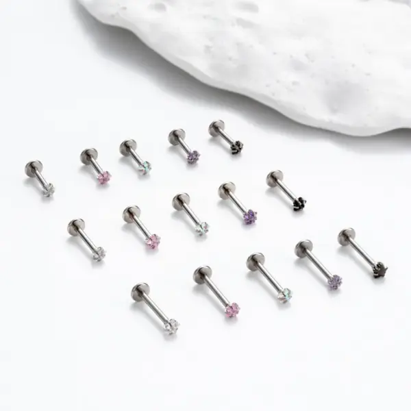 1 Piece Ear Cartilage Rings & Studs Korean Style Pentagram Flower 316L Stainless Steel Waterproof Non Tarnish Surgical Steel Zircon