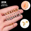 Wholesale 1 Piece Ear Cartilage Rings & Studs Simple Style Korean Style Flower Pure Titanium Plating Inlay Zircon