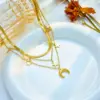 Wholesale Ig Style Star Moon Stainless Steel Plating 18k Gold Plated Layered Necklaces
