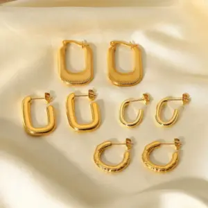 PVD Coated Real Gold Plated Geometric 304 Stainless Steel Fashion Waterproof Non Tarnish 304 Stainless Steel Earrings
