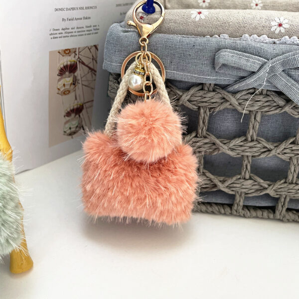 Wholesale Light Luxury Small Chanel Style Mini Bag Style Keychain Cute Plush Pearl Pendant Car Key Chain Hanging Gift