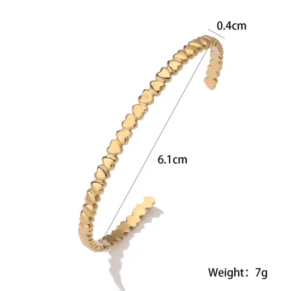 Wholesale Simple Style Heart Shape 304 Stainless Steel Cuff Bracelets In Bulk Stainless Steel Bracelets
