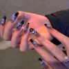 oly-c6880b1322c77165b38b279568e17bf1 Wholesale Autumn and Winter Dark Flash high-grade French diamond nail piece wear nail piece long cool black girl wear nail
