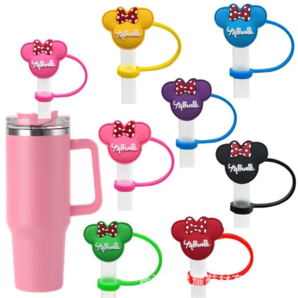 Wholesale Cute Minnie cartoon straw cap 8/10mm creative personality water cup straw plug straw dust cover in stock