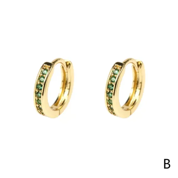 Wholesale Fashion Round Gold Plated Copper Zircon Hoop Earrings