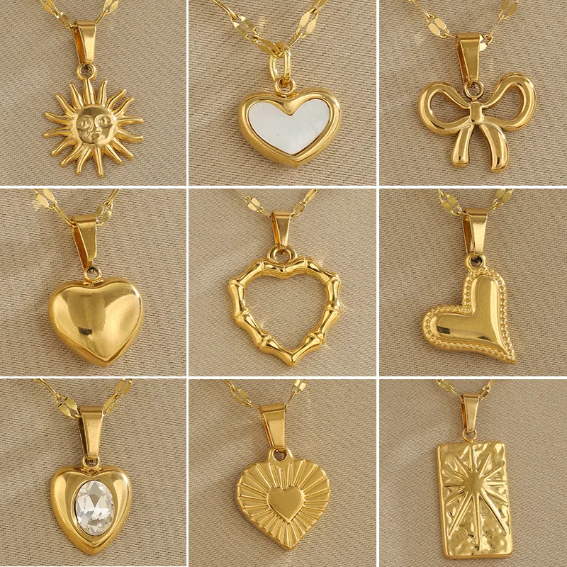 Wholesale Ion Plating (IP) 18K Gold Plated 18K Gold Sun Heart Shape Bow Knot 201 Stainless Steel 304 Stainless Steel Simple Style Classic Style 201 St