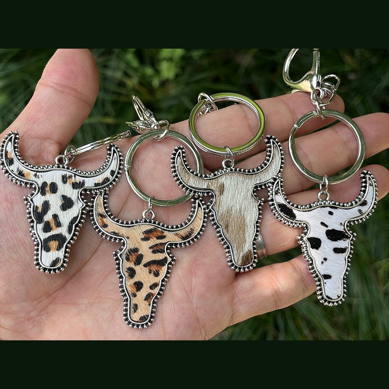 Wholesale Keychain Vintage Genuine Leather Milk-print Western Style Bag