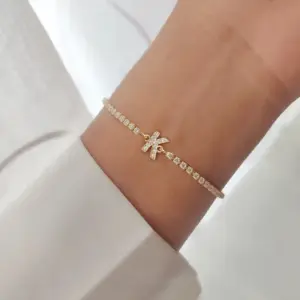 Wholesale Copper Inlay Letter Zircon Bracelets