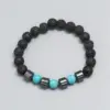 Wholesale Simple Style Geometric Turquoise Volcanic Rock No Inlaid Beaded Chain Bracelets In Bulk