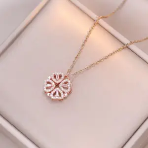 X0005 Rose Gold Four Leaf Flower Necklace