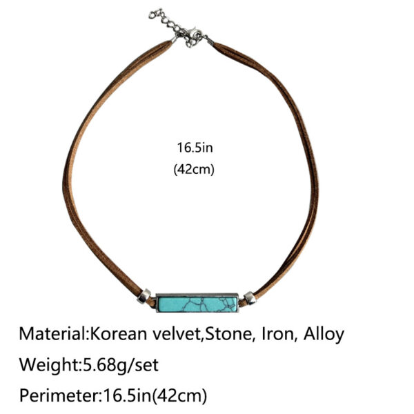 Wholesale Cross-border Hot Sale European and American Style Simple Jewelry Turquoise Fashion Geometric Long Strip Western Denim Vintage Leather Rope Necklace