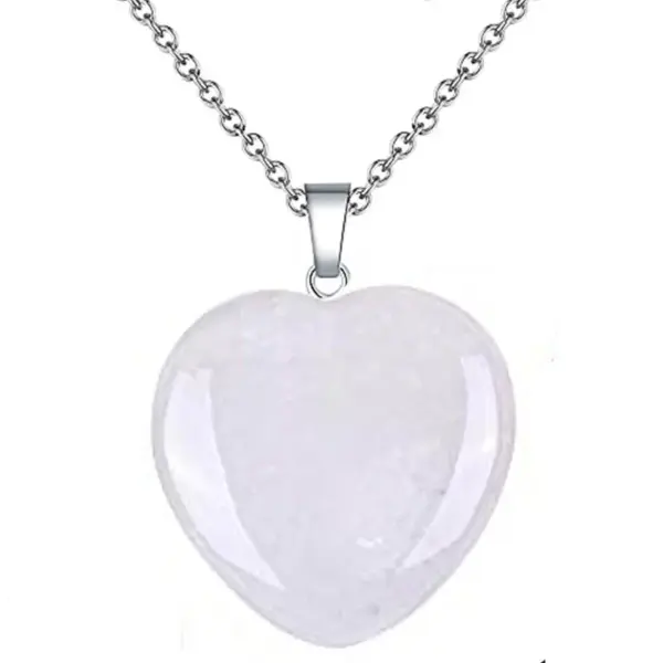 Wholesale Casual Simple Style Heart Shape Natural Stone Crystal Iron Wholesale Pendant Necklace
