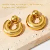 PVD Coated Real Gold Plated 16K White Plating Geometric Solid Color 304 Stainless Steel Simple Style Waterproof Non Tarnish Ear Studs