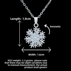 XL22 Rotating White Snowflake Necklace / Silver