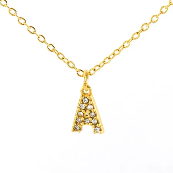 Wholesale PVD Coated 18K Gold Plated Letter Titanium Steel Simple Style Classic Style Waterproof Non Tarnish Titanium Steel Pendant Necklace
