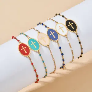 Wholesale Simple Style Cross Stainless Steel Bracelets In Bulk