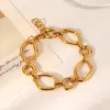 Wholesale 304 Stainless Steel Irregular Geometric PVD Coated 18K Real Gold Plated IG Style Casual Elegant Waterproof Non Tarnish Irregular Handmade Chain Lobster Trigger Clasp Closure Gold Chain Bracelet