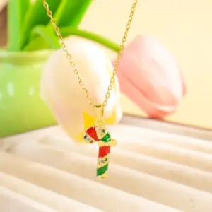 Xl2750 Christmas Crutches Candy Necklace / Gold