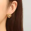 Wholesale 304 Stainless Steel Geometric Electroplated 18K Real Gold Plated Casual Elegant Simple Style Waterproof Non Tarnish Plating Earrings