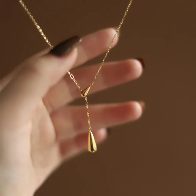 Wholesale Jewelry Fashion Water oplets 304 Stainless Steel 18K Gold Plated Plating Stainless Steel Necklaces