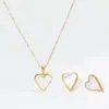 Wholesale PVD Coated Real Gold Plated 16K Gold White Gold Plated Gold Plating Heart Shape 304 Stainless Steel Fashion Waterproof Non Tarnish Earrings Necklace