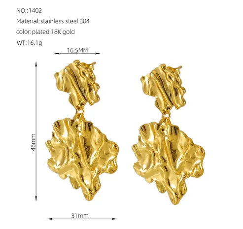 Wholesale 1 Pair Elegant Lady Classic Style Asymmetrical Irregular Solid Color 304 Stainless Steel Titanium Steel Titanium Steel 18K Gold Plated Drop Earrings