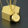Wholesale 304 Stainless Steel Round Water Plating 18K Gold Plated Simple Style Commute Cable Chain Pendant Necklace