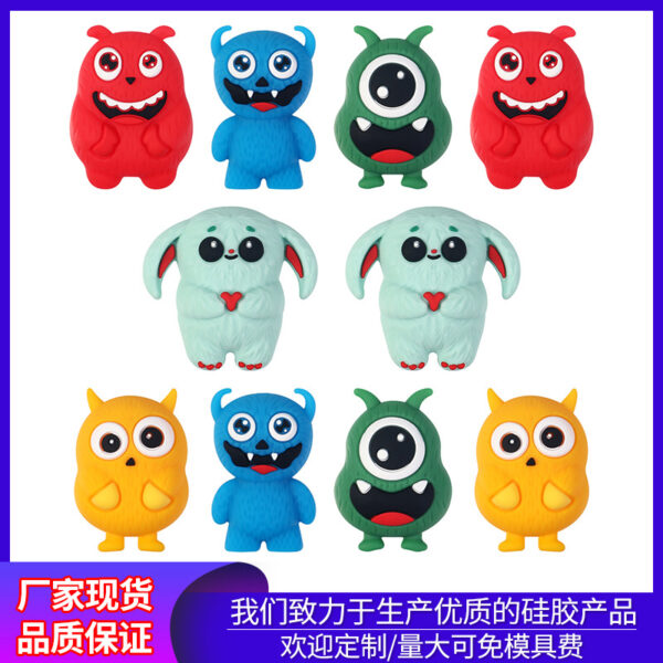 Wholesale 3D monster silicone bead bracelet, cute doll beaded DIY necklace aessories, cartoon exy beads wholesale.