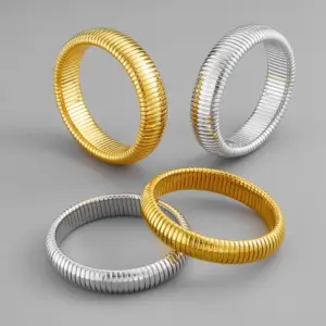 Wholesale Simple Style Solid Color Titanium Steel Plating Gold Plated Bangle