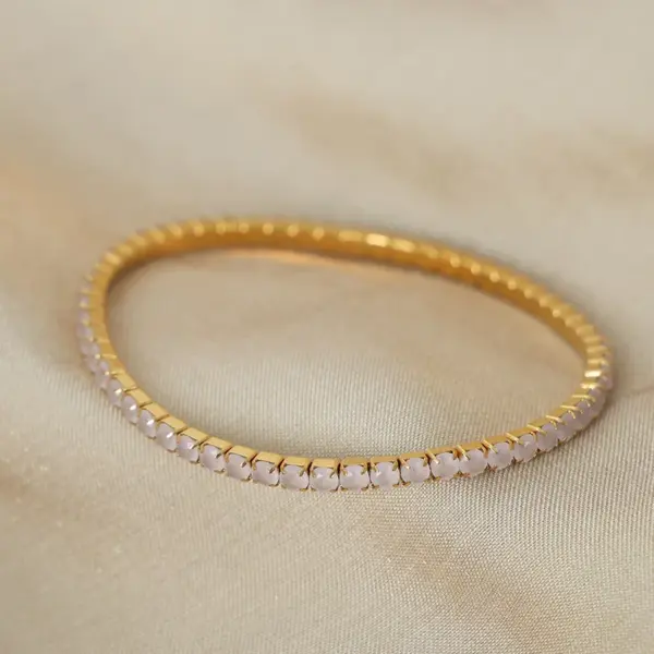 304 Stainless Steel Colorful PVD Coated Zircon 18K Gold Plated Real Gold Plated Simple Style Waterproof Non Tarnish Plating Inlay White Blue Gold Bracelets