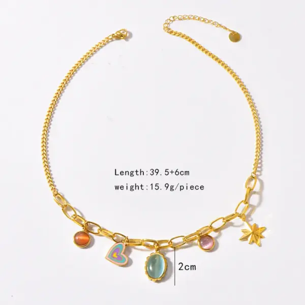 Vacuum Plating 18K Gold Plated Cross Heart Shape 304 Stainless Steel Y2K Sweet Pendant Necklace